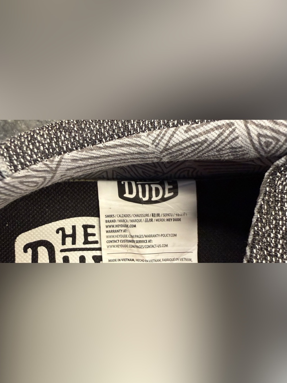 Men’s Hey Dude Charcoal Gray Woven Slip-On Loafers, Size 12 - Picture 6 of 7